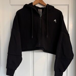 Oner Active Cropped Black Zip-Up Hoodie with Logo Size XS
